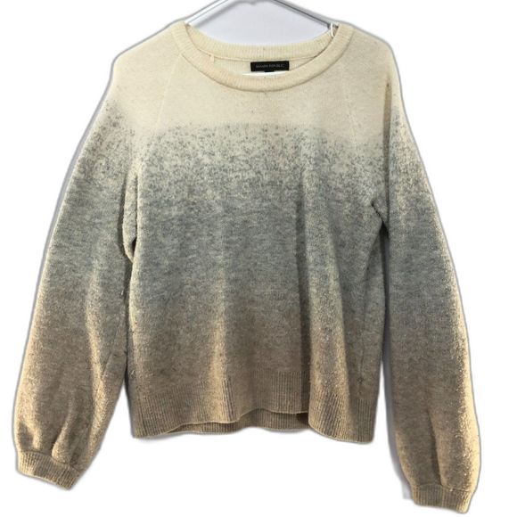 Banana Republic Wool Blend Air Ombre Crew Neck Sweater in “Ivory White Latte” S - Picture 2 of 8